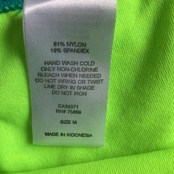 HULA HONEY💫Teal/Neon Yellow Striped 2 Piece String Bikini - Picture 8 of 12